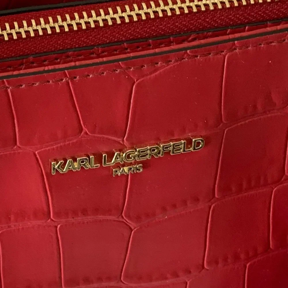 KARL LAGERFELD PARIS, Leather Tote Bag,‎ Classic Red